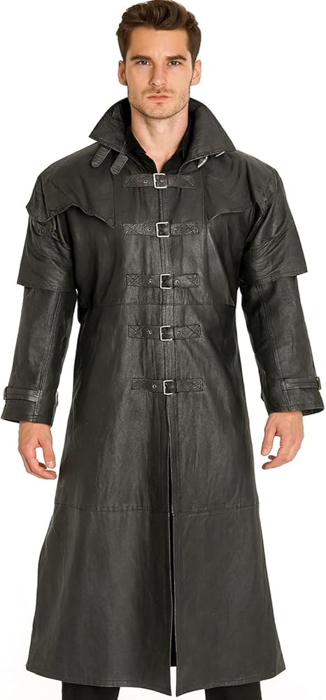 Amazon.com: Men's Long Leather Trench Coat Steampunk Gothic Hugh Amazon.com: Men's Long Leather Trench Coat Steampunk Gothic Hugh